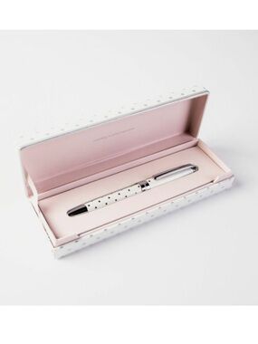 Kate Spade White and Silver Polka Dot Ballpoint Pen